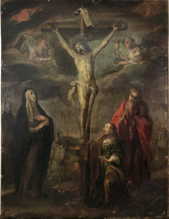 Christ en croix entre la vierge, saint Jean et sainte Madeleine