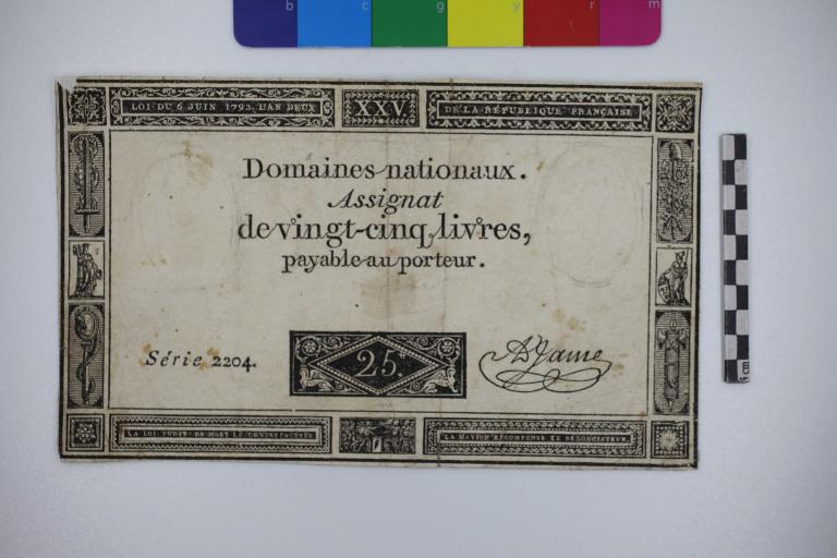 assignat : Assignat de 25 livres