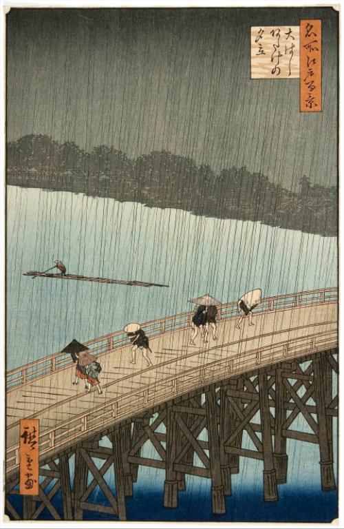 Averse sur le pont Ohashi et le quartier Atake (Ohashi Atake-no yudachi)