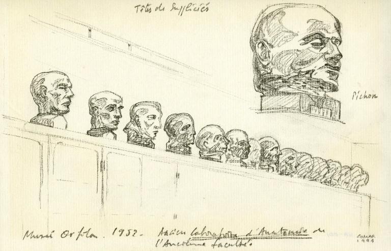 Têtes de suppliciés (moulages en plâtre), musée Orfila , Paris