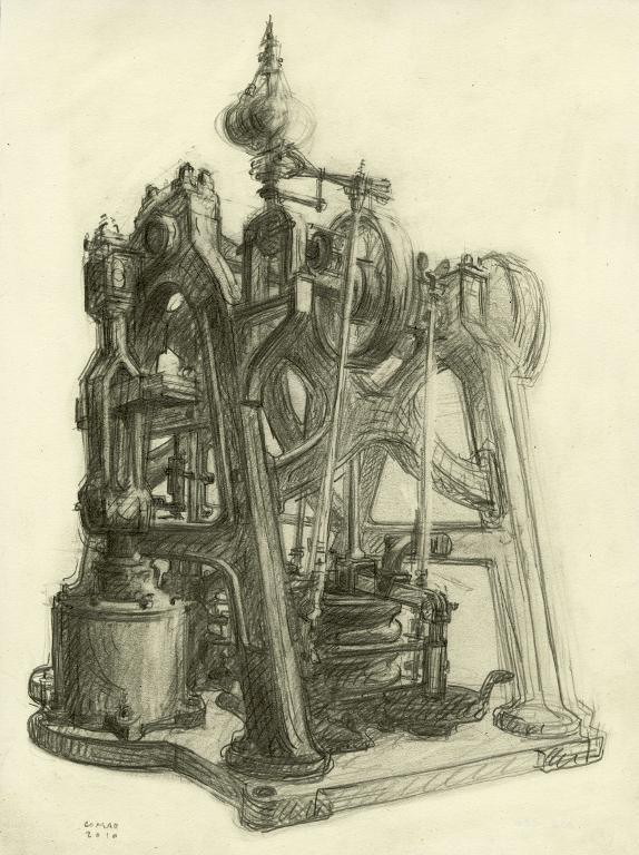 Machine surmontée d'un régulateur à boules, musée des Arts et Métiers, Paris