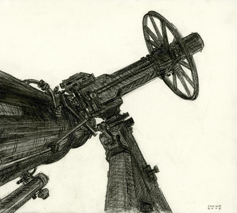 Détail de la lunette Arago (vue en contre-plongée) à l'Observatoire de Paris