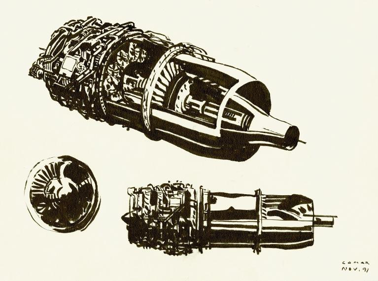 Turboréacteur d'avion de chasse, musée de l'Air et de l'Espace, Le Bourget