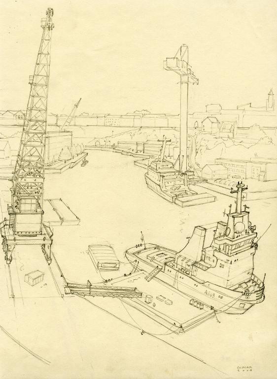 L'Arsenal de Brest vu depuis le pont de Recouvrance